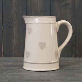 Cream Ceramic Jug with faded Heart detail detail page